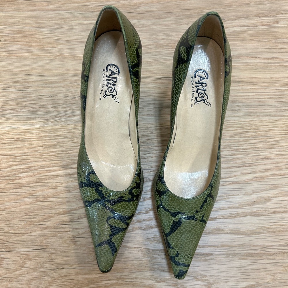 Pointed toe heels - animal print heels - Carlos Santana - snakeskin pumps